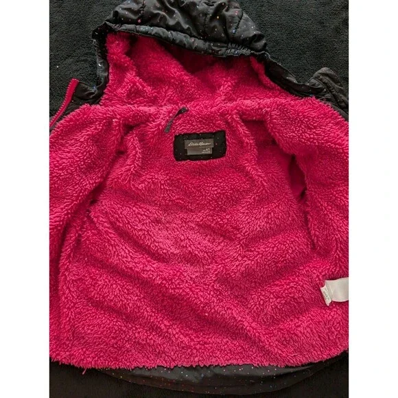Eddie Bauer Kids Toddler Girls Classic Down Jacket Black Pink Sparkly Rainbow 4T - Picture 9 of 12